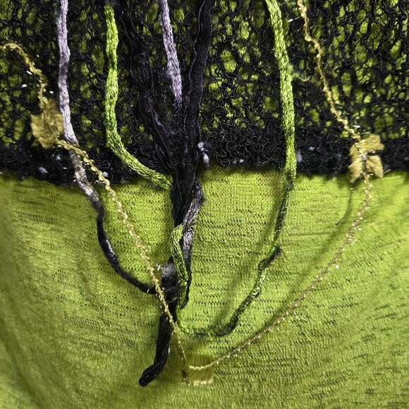 Vintage Layered Mesh Top Green Black  2 Piece Size L Fairy Grunge Avant Garde - Picture 2 of 11